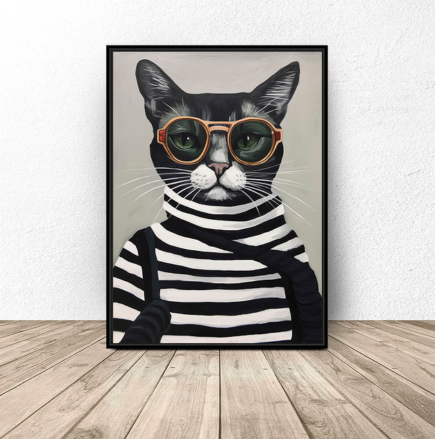 Plakat do salonu Kot w okularach