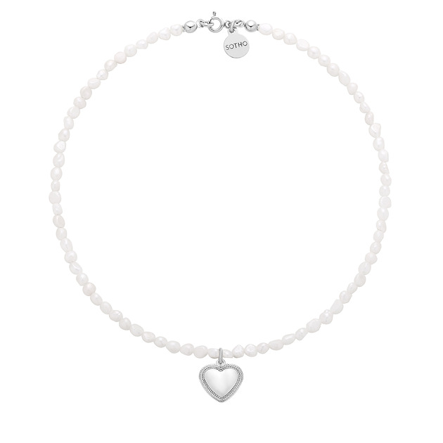 Srebrny naszyjnik z pereł naturalnych z sercem