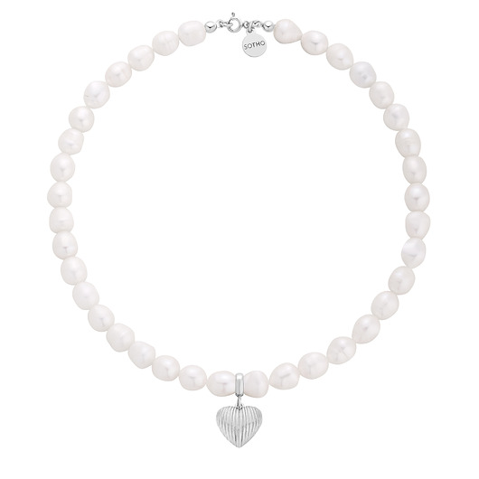 Srebrny naszyjnik z pereł naturalnych z sercem
