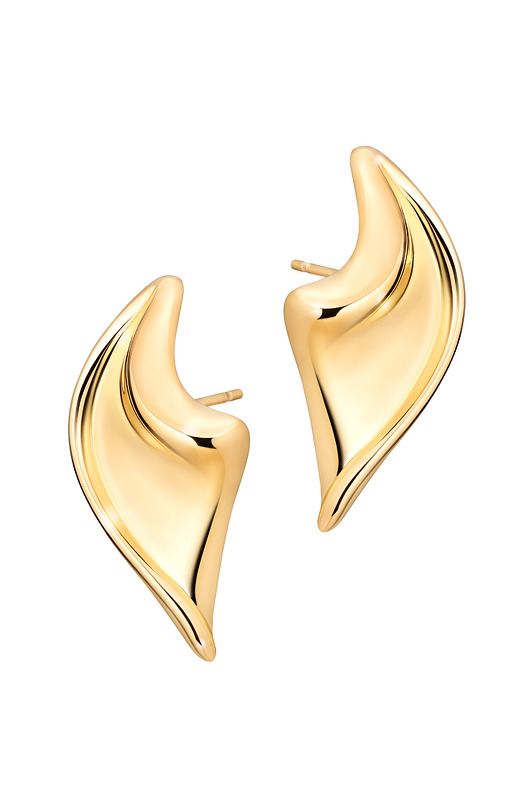 Pozłacane 18-karatowym złotem Kolczyki Onde z dmuchanego srebra