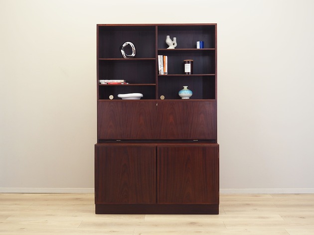 Biblioteczka mahoniowa, duński design, lata 70, produkcja: Omann Jun