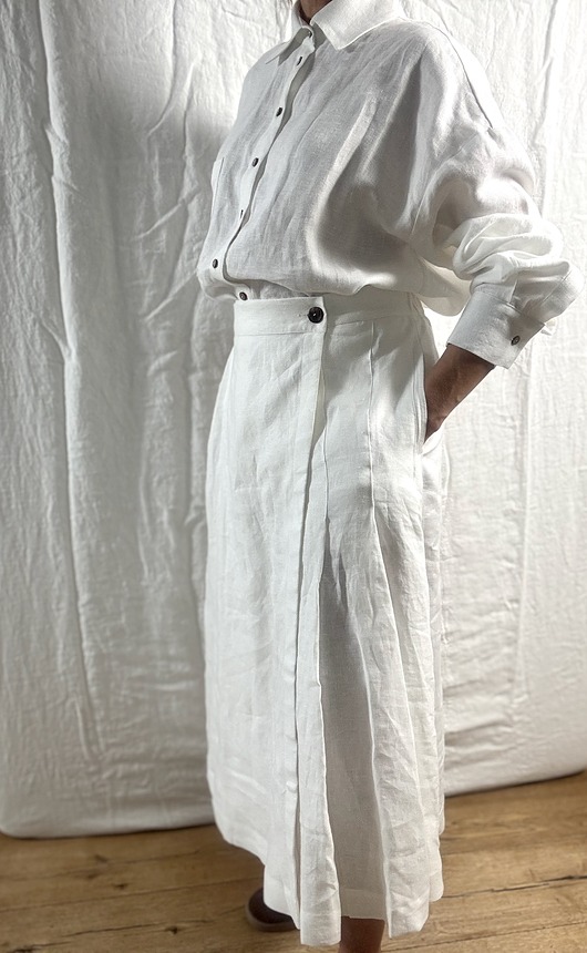 Lniana spódnica maxi ręcznie plisowana S/M