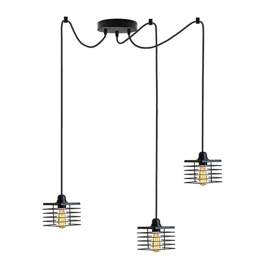 Czarna lampa wisząca pająk loft GALO LOFT L3 druciane klosze