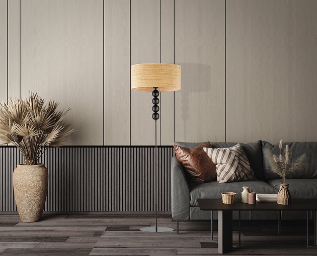 Boho lampa stojąca do salonu z kulkami BERMUDY BOHO