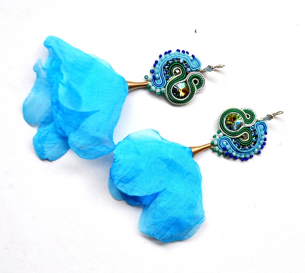 Sutaszowe kolczyki BLUE&GREEN