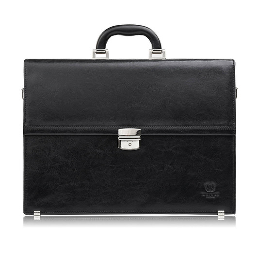 Aktówka męska skórzana do ręki i na ramię elegancka czarna S-44-BL