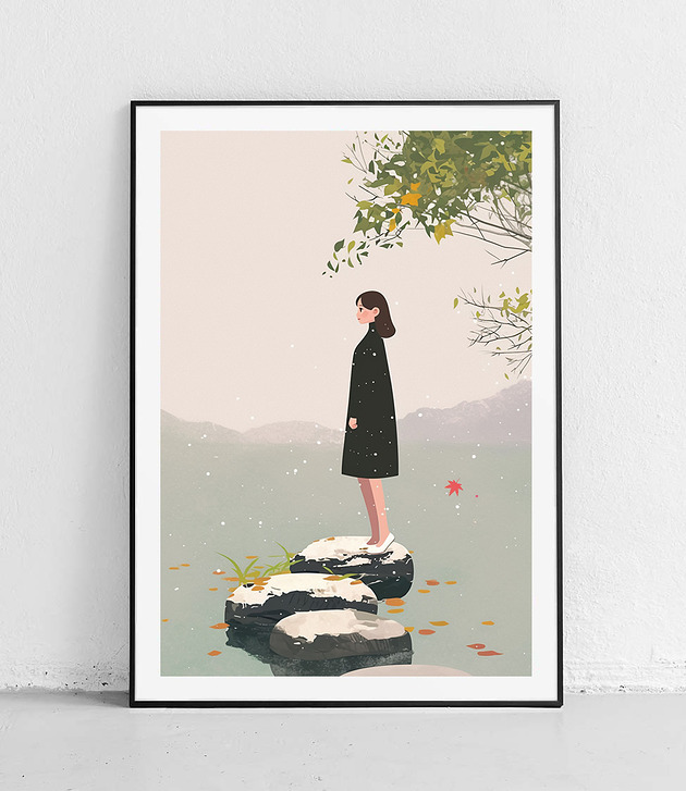 Plakat Samotna chwila nad wodą