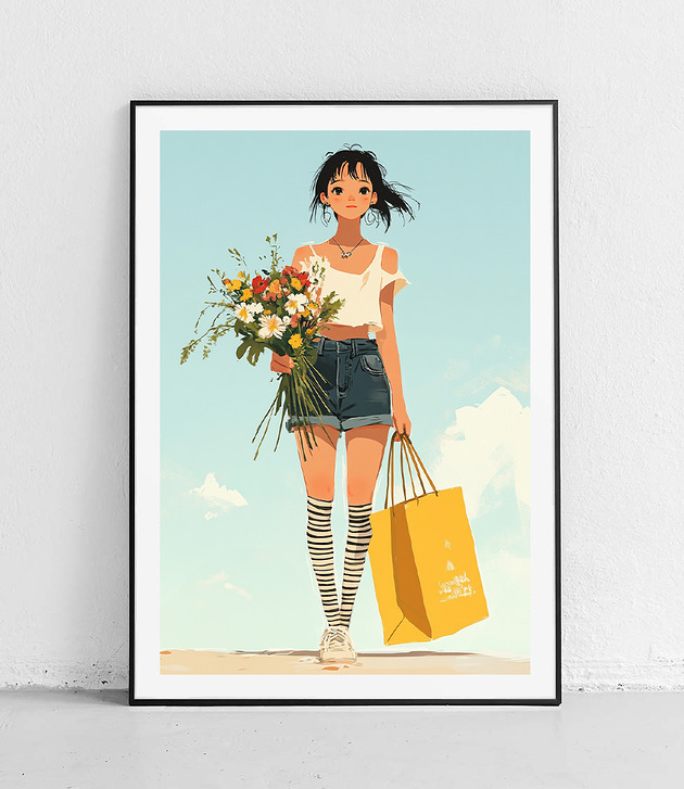 Plakat Spacer z kwiatami