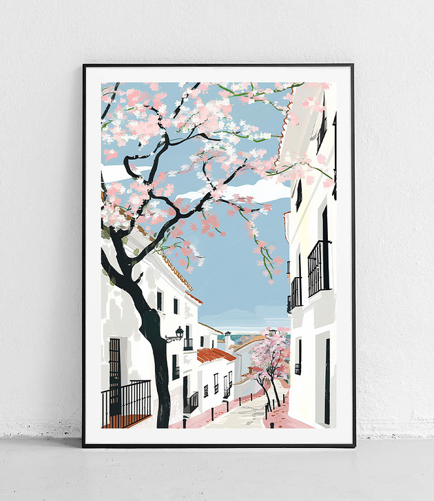 Plakat Wiosenna aleja z kwiatami