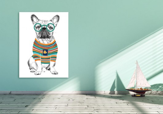 Obraz na płótnie - 60x80 bulldog hipster
