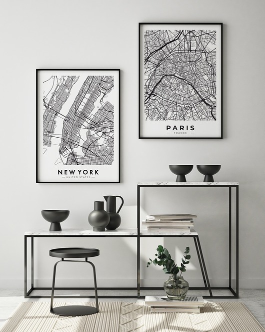 Zestaw plakatów mapy miast nowy jork new york paryż