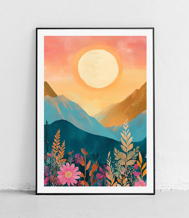 Plakat Kwiaty w świetle zachodu