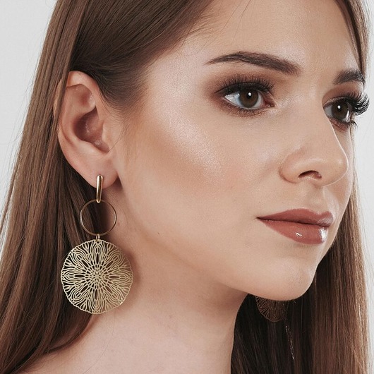 Długie kolczyki pozłacane z mandalami Pasithea