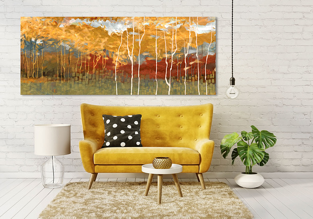 Obraz na płótnie JESIENNE DRZEWA- 150x60cm