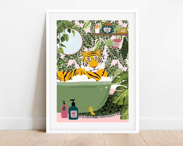 Plakat Tygrys w zielonej wannie 2