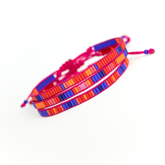 Pomarańczowy i czerwony - bransoletka z koralików - zestaw