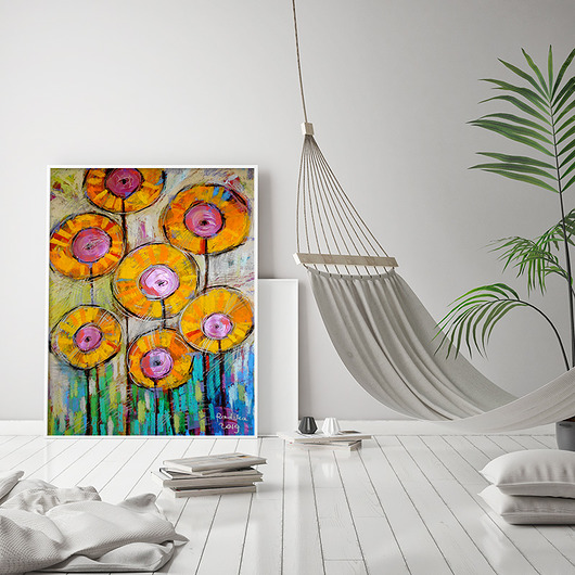 Żółte kwiaty- plakat 50x70