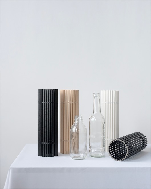Zestaw 3-ch wazonów 71V01.300.WHITE/BROWN/BLACK z dnem / zero waste / eco
