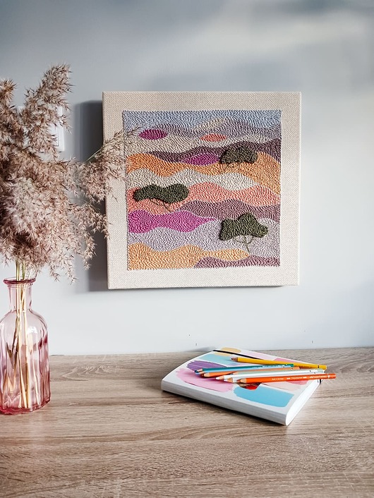 Pastelowy obraz punch needle Kraina łagodności NA ZAMÓWIENIE