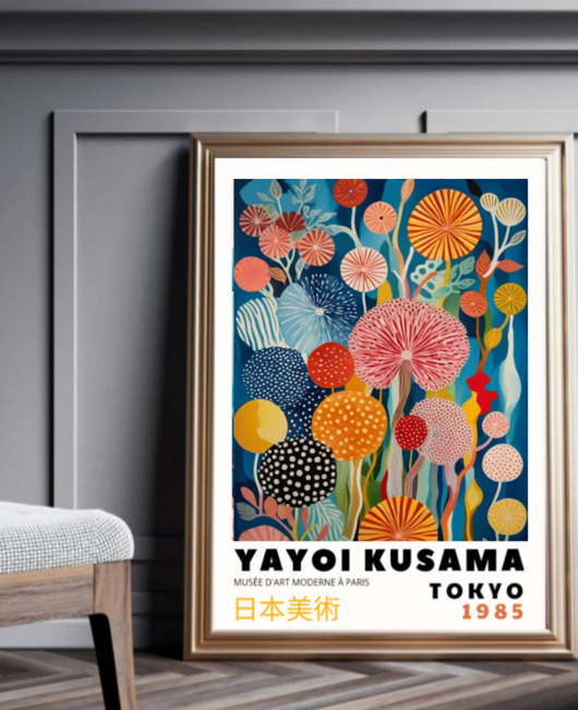 PLAKAT dekoracyjny abstrakcyjne kwiaty Yayoi Kusama, poster