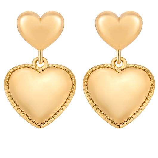 Złote kolczyki podwójne serca