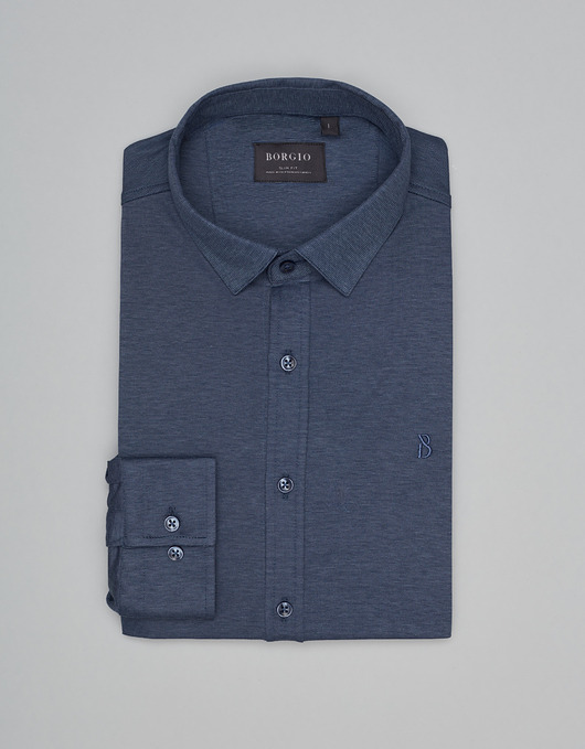 Koszula raguza 00496 długi rękaw niebieski slim fit