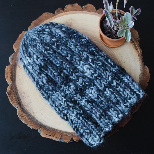 Czapka merino szary melanż HANDMADE