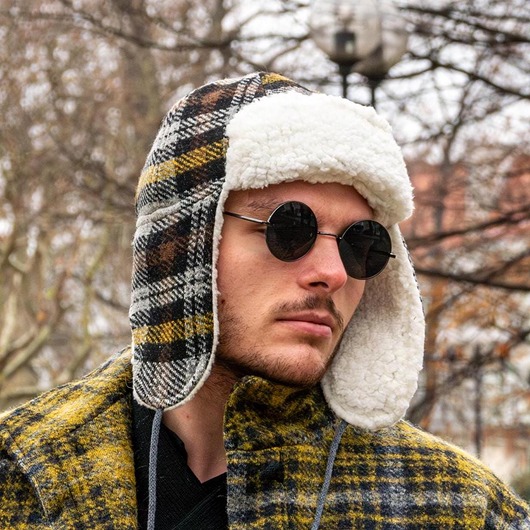 Ciepła Czapka W Stylu Aviator Z Nausznikami