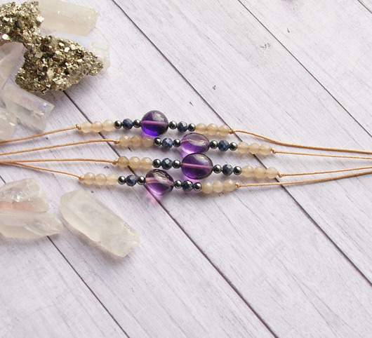 Ryby - zodiac collection - szafir, jadeit, ametyst