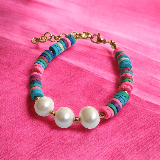 SUMMER COLLECTION : bransoletka : PERŁY i lawa