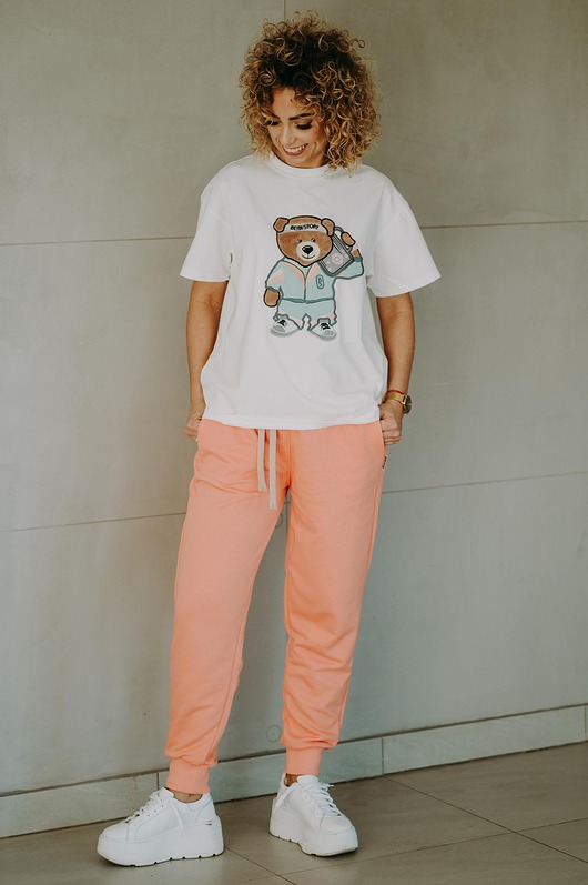 T-shirt oversize Funky Teddy dla mamy cream