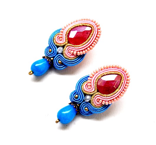 Sutaszowe kolczyki AGATY BLUE