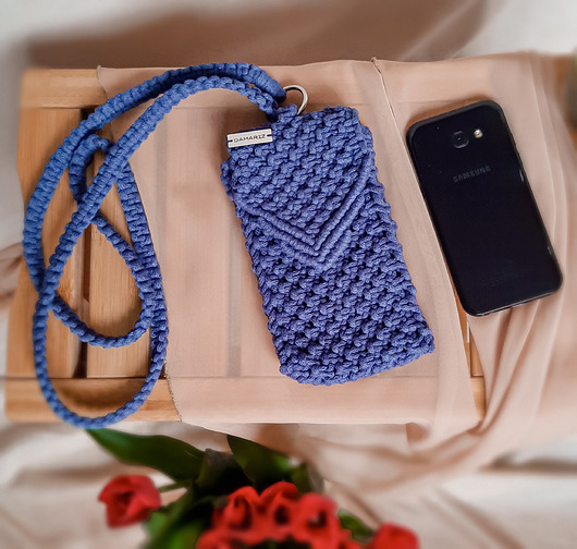 Torebka ze sznurka, case na telefon - petrol