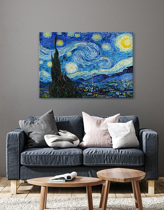 Obraz na płótnie - 100x70 cm Van Gogh - Gwiaździsta noc (1-0526)