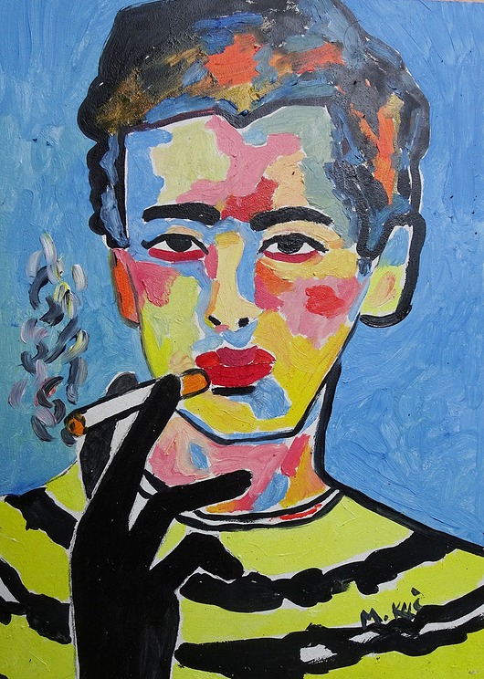 Obraz fowizm podejrzany mężczyzna z papierosem