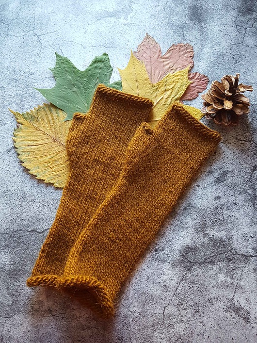 Mitenki z wełny owczej i lamy ciepły brąz