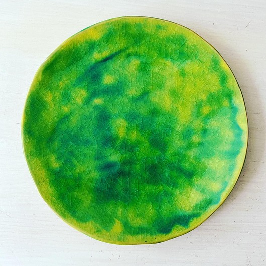 Patera żółto-turkusowa z efektem crackle