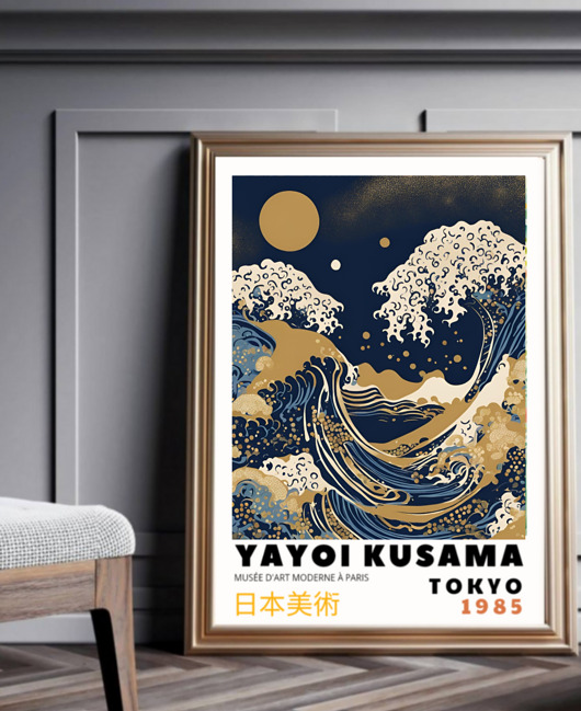 PLAKAT yayoi kusama japoński, japandi dekoracja, obraz