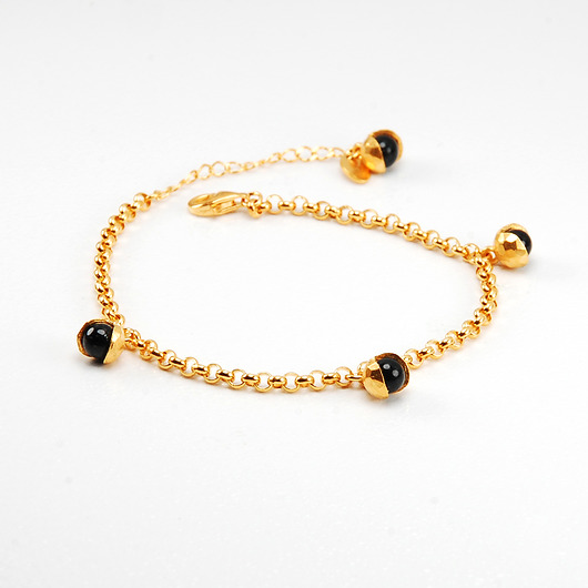 Bransoletka Konwalia złocona z onyksem