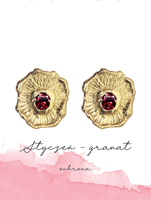 Kolczyki pozłacane z kamieniem urodzeniowym - Narodziny Gwiazdy
