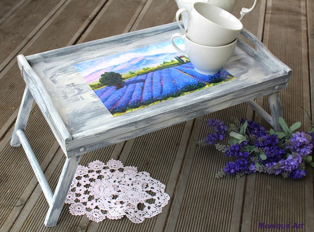 Taca shabby chic, stolik, rozkładana taca, prezent
