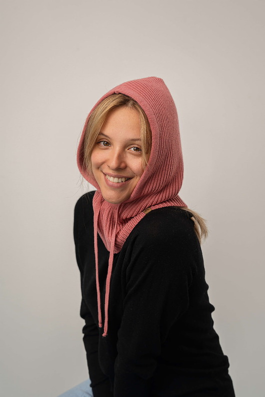 KAPIBARA - Kaptur / Balaklawa Różany - 100% pluszowej wełny merino