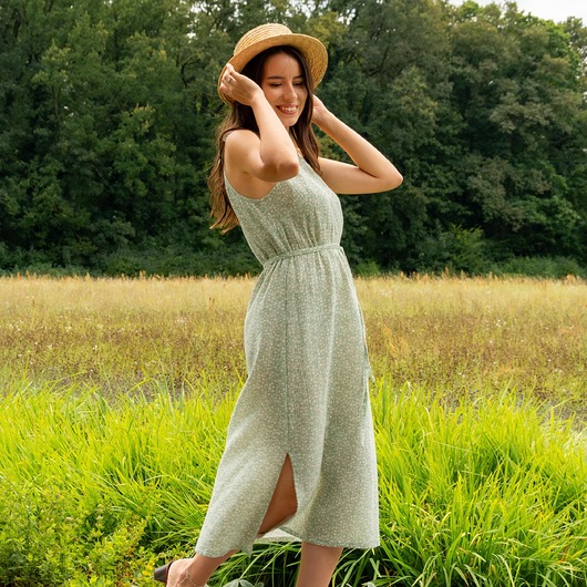 Romantyczna Sukienka, 100% Bawełna, Podwójna Gaza Muślinowa, Styl Boho Countr