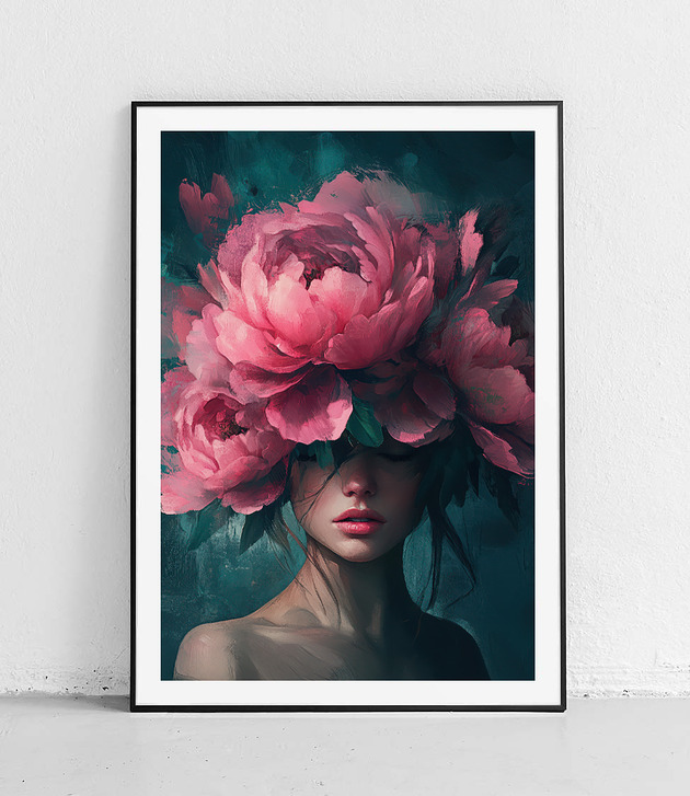 Plakat Romantyczny róż w kwiatowym raju