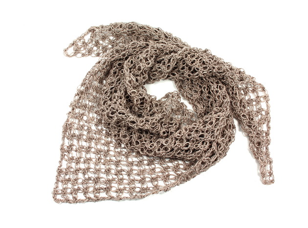 Chusta apaszka na szydełku beżowa