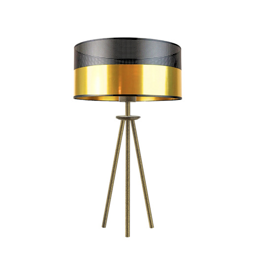 Czarno-złota lampa stołowa na trójnogu ALTA GLAM