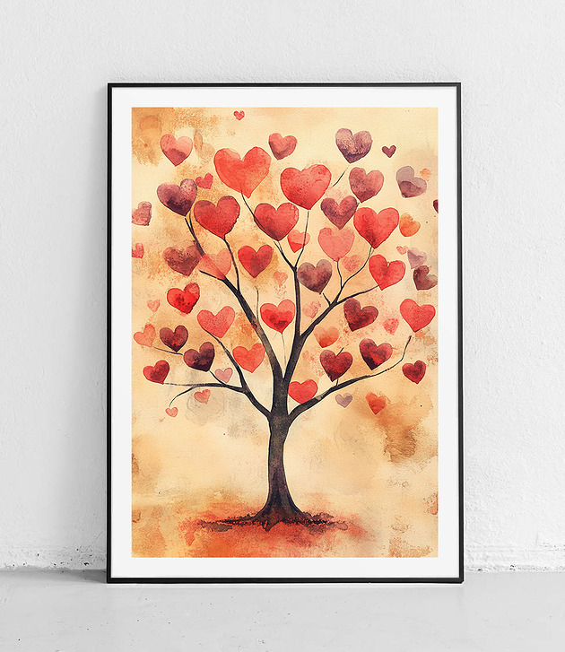 Plakat Drzewo pełne serc