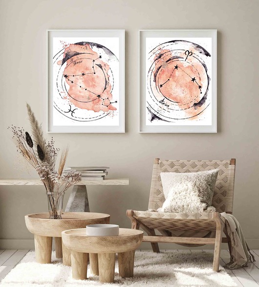 Plakat Ryby konstelacja Znak Zodiaku Ryb