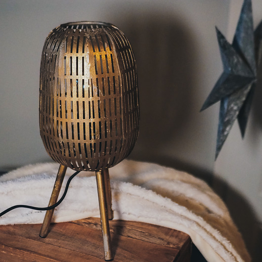 Lampa stołowa metalowa- złota, 38cm