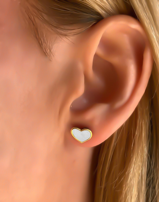 Kolczyki srebrne pozłacane z drapanym sercem
